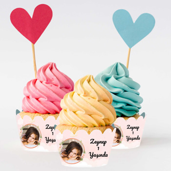 Geyik Yavrusu ile Bulutlar Temalı Cupcake Sargısı