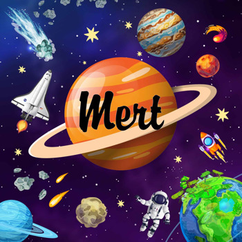 Gezegenler ile Saturn Temalı Kare Parti Afiş