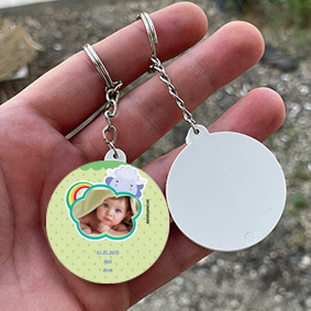 Gökkuşağı 2 Temalı Bebek Daire Plastik Anahtarlık