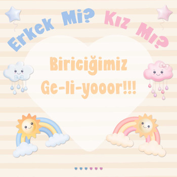 Gökkuşağı ile Cinsiyet Partisi Temalı Kare Doğum Günü Parti Afiş