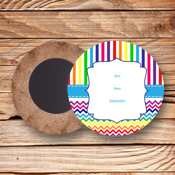 Gökkuşağı  Temalı Ahşap Daire Magnet