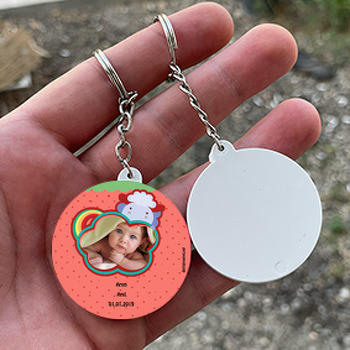 Gökkuşağı Temalı Bebek Daire Plastik Anahtarlık