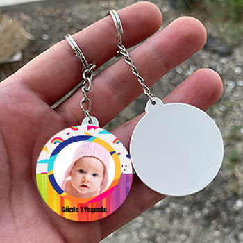 Gökkuşağı Temalı Daire Plastik Doğum Günü Anahtarlık