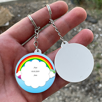 Gökkuşağı Temalı Daire Plastik Anahtarlık