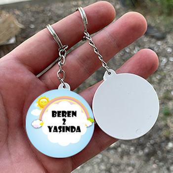 Gökkuşağı Temalı Daire Plastik Anahtarlık