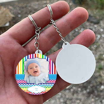 Gökkuşağı  Temalı Resimli Daire Plastik Anahtarlık