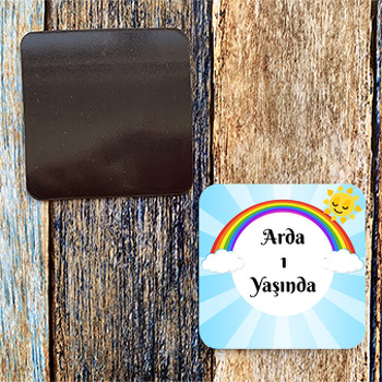 Gökkuşağı ve Güneş Temalı Kare Magnet