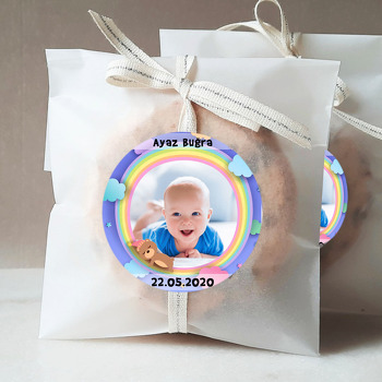 Gökkuşağı Ve Uyuyan Ayıcık Temalı Resimli Sticker