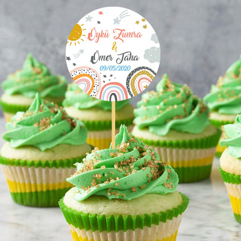 Gökkuşakları ile Güneş ve Yıldızlar Temalı Parti Kürdan Süs