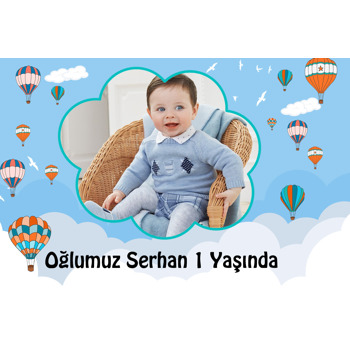 Gökyüzündeki Balonlar Temalı Doğum Günü Magnet