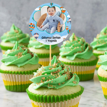 Gökyüzündeki Balonlar Temalı Resimli Kürdan Süs