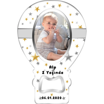 Gold & Silver Yıldız Temalı Balon Ahşap Magnet 