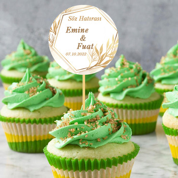 Gold Altıgen Çerçeve ile Dallar Temalı Parti Kürdan Süs