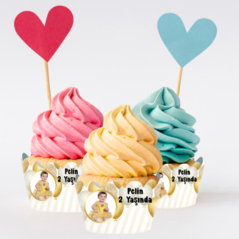 Gold Balon Temalı Cupcake Sargısı