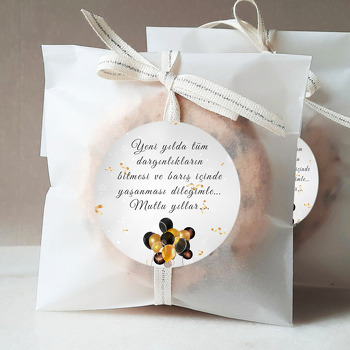 Gold Balon ve Confetti Temalı Yeni Yıl Sticker