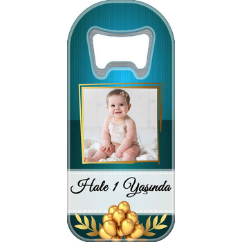 Gold Balonlar ile Mavi Fon Temalı Uzun Magnet Açacak