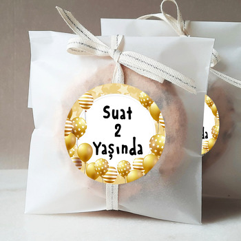 Gold Balonlar ile Yıldızlı Fon Temalı Sticker
