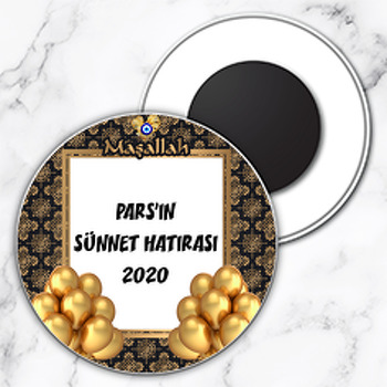 Gold Balonlu Sünnet Temalı Daire Plastik Magnet