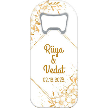 Gold Beyaz Papatyalar Siyah Fon Temalı Uzun Magnet Açacak