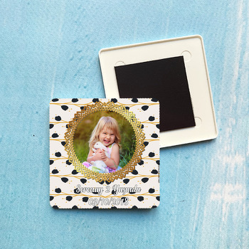 Gold Black Temalı Kare Plastik Kare Magnet