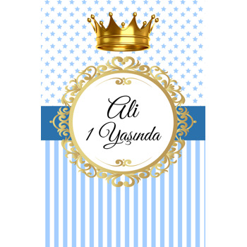 Gold Çerçeve ve Taç ve Mavi Yıldız Temalı Afiş