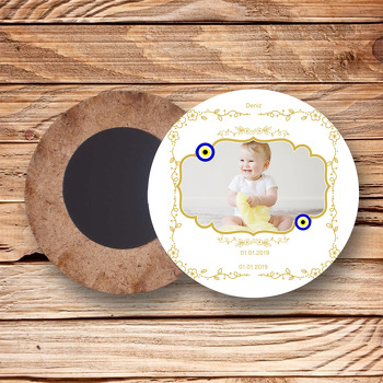 Gold Çerçeveli Sünnet Temalı Ahşap Magnet 