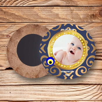 Gold Çerçeveli Sünnet Temalı Ahşap Magnet