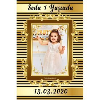 Gold Çizgi Temalı Doğum Günü Afiş