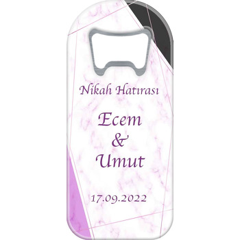 Gold Çizgilerle Pembe Mermer Fon Temalı Uzun Magnet Açacak