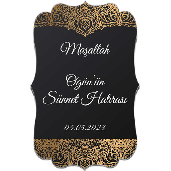 Gold Dantel Desen ile Antrasit Fon Temalı Özel Kesim Magnet