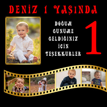 Gold Film Şeridi ve Siyah Temalı Kare Parti Afiş