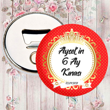 Gold ile Kırmızı Fonda Balkabağı Araba ve 6 Ay Kınası Temalı Magnet Açacak