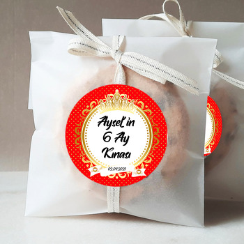 Gold ile Kırmızı Fonda Balkabağı Araba ve 6 Ay Kınası Temalı Sticker