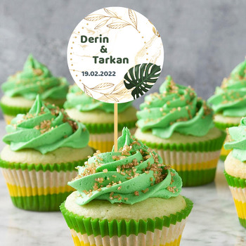 Gold ile Tropikal Yaprak Temalı Parti Kürdan Süs