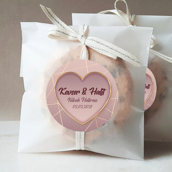 Gold Kalpli Çerçeve ile Geometrik Çizgi Temalı Söz Nişan Nikah Sticker