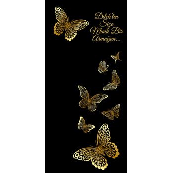 Gold Kelebekler ile Siyah Fon Temalı Hediyelik Kart