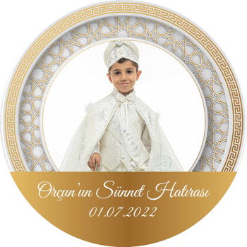 Gold Kündekari ile Sünnet Hatırası Temalı Akrilik Daire Magnet