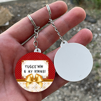 Gold Kurdela  Temalı Daire Plastik Anahtarlık