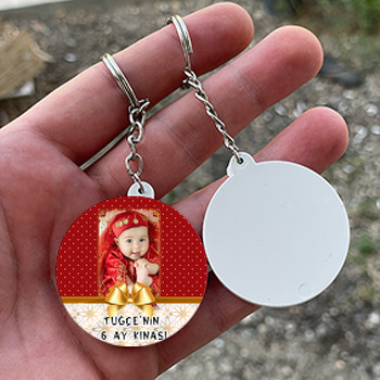 Gold Kurdela Temalı Resimli Daire Plastik Anahtarlık