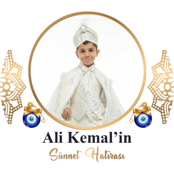 Gold Mandala ile Beyaz Fonda Sünnet Temalı Akrilik Daire Magnet