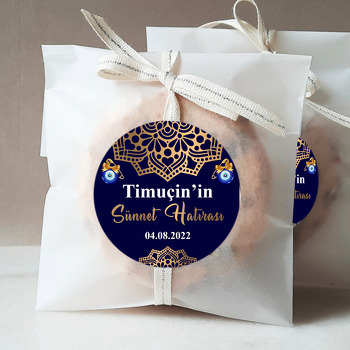 Gold Mandala ile Lacivert Fonda Sünnet Temalı Sticker