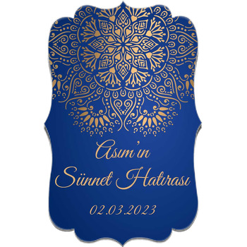 Gold Mandala ile Mavi Fonda Sünnet Temalı Özel Kesim Magnet