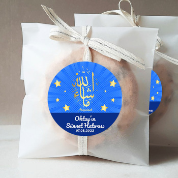 Gold Maşallah ile Mavi Fonda Sünnet Temalı Sticker