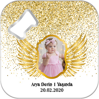 Gold ve Melek Kanadı Temalı Kare Magnet Açacak
