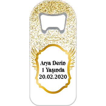 Gold Melek Temalı Yazılı Uzun Oval Magnet Açacak