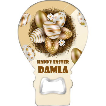 Gold Paskalya Yumurtaları Sepette Temalı Balon Ahşap Magnet 