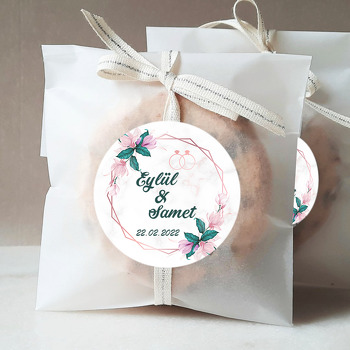 Gold Pembe Çiçekler ve Rose Alyanslar Temalı Sticker