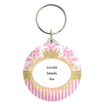 Gold Pink Damask Temalı Anahtarlık