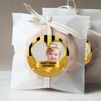 Gold Simli Kalp Çerçeve Temalı Resimli Sticker