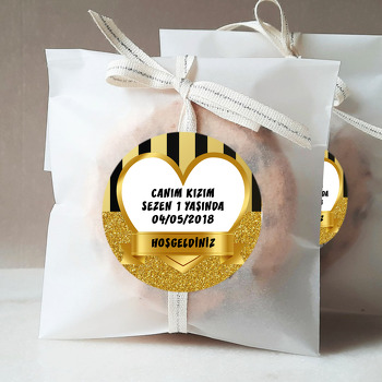 Gold Simli Kalp Çerçeve Temalı Sticker